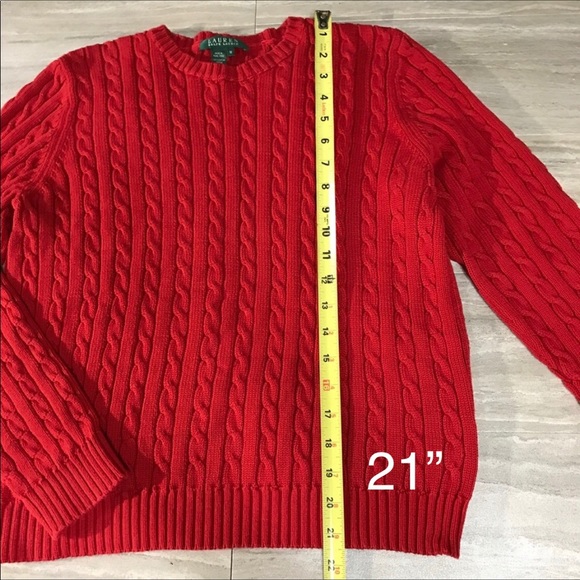 SOLD-Ralph Lauren Preppy Cable Knit Red Sweater - Picture 5 of 5